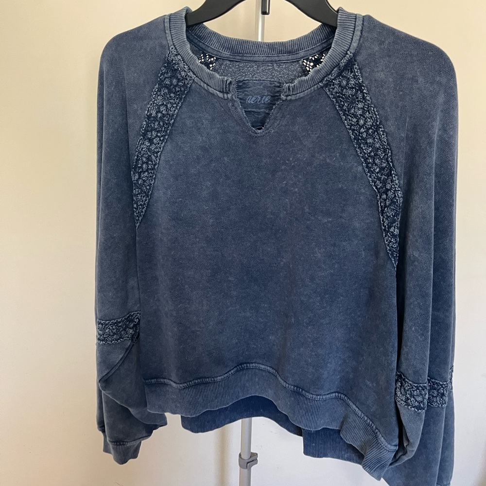 aerie navy blue pullover sweatshirt